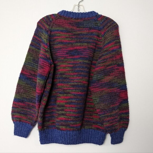 Vibrant Multicolor Striped Wool Blend Sweater - Cozy Winter Wear Size Large - Picture 4 of 7